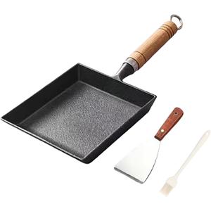 Toutrop 7.5" Cast Iron Omelette Pan, Rectangle Tamagoyaki Egg Roll Pan, Square Cooking Pans for All Stoves (Black)
