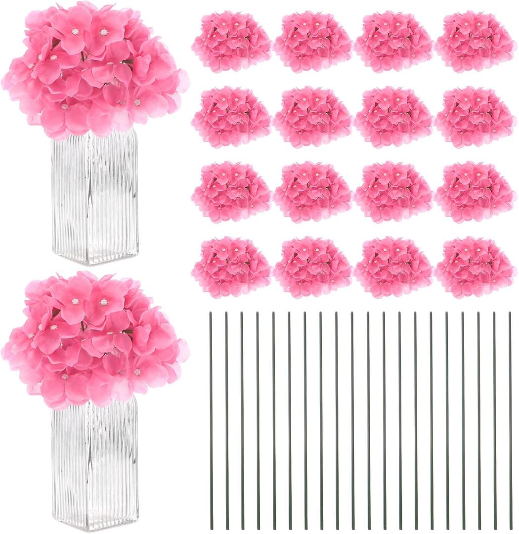 66-Pack Silk Hydrangea Flowers, Artificial Flowers Heads with 66pcs Stems, Full Hydrangea Flowers for Home Decor/Wedding/Christmas/DIY/Party/Garden [Rose Pink]
