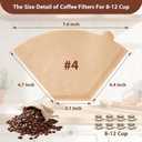 200 Count Coffee Filters #4, Disposable Cone Coffee Filters 8-12 Cup, Unbleached Natural Paper Size 04 Paper Filters for Pour Over and Drip Coffee Maker