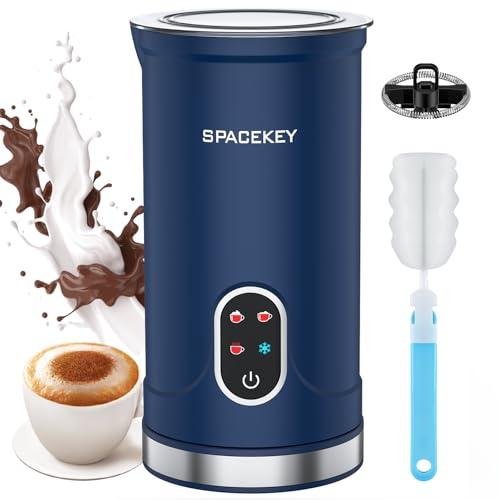 Spacekey Milk Frother Electric Automatic Frother for Coffee with Mute Mode, 10.1oz/300ml Overheat Protection Milk Steamer, 4-in-1 Warm and Cold Foam Maker for Latte/Hot Chocolate