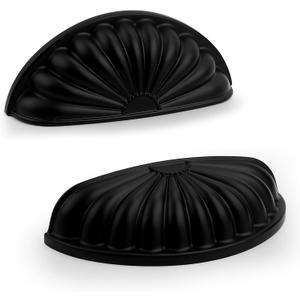 Probrico 5 Pack Matte Black Cabinet Cup Pulls,3 Inch(76mm) Hole Centers Vintage Drawer Pulls Kitchen Hardware for Cabinet Drawer Dresser