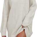 Cakulo Womens Checkered Sweater Dress Oversized Fall Winter Fashion Long Pullover Sweaters Casual Loose Knit Dresses 2025 (X-Large, White)