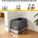 Large Stainless Steel Cat Litter Box with Lid - Odor-Resistant & Enclosed Design, Anti-Leakage & Non-Sticky Surface for Easy Cleaning (Gray) Medium/Large Cats (23.8“x16.1")