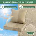 Summsun Outdoor Chair Cushions Set of 4, Faux Linen Patio Furniture Cushions, Water Resistant Backrest and Deep Seat Cushion Set with Ties, Removable Cover, Non-Slip Bottom, 24 x 24 Inch, Nature