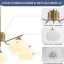 KCO Lighting 5-Light Globe Flush Mount Sputnik Chandelier Modern Brass Gold Pendant Lighting Fixture Milk Glass Ball Kitchen Island Chandelier Dining Room Light Fixture
