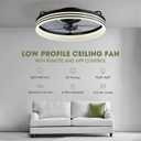 LUDOMIDE Ceiling Fan with Light, Flush Mounted Ceiling Fan with Lights, 6 Wind Speeds Smart Low Profile Fan for Bedroom, Kids Room and Living Room 20" (Black)