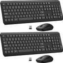 Wireless Keyboard and Mouse Combo, Full Size Silent Ergonomic Keyboard and Mouse, Long Battery Life, Optical Mouse, 2.4G Lag-Free Cordless Mice Keyboard for Computer, Mac, Laptop, PC, Window(2 Pack)