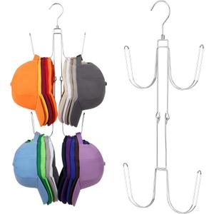 ZEDODIER Hat Hangers for Closet, Rotatable Metal Hat Organizer, Max 40 Storage Capacity, Hat Racks Cap Organizer for Baseball Caps,Spcae Saving Closet Organizers and Storage, Silver (1 Pack)