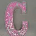 Pooqla LED Marquee Letter Lights, Pink Glitter Alphabet Sign Battery Powered Night Light, Birthday Party, Wedding, Girls Gifts, Home Bar, Christmas Decoration, Pink Letter C (Warm White)
