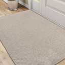 DEXI Indoor Door Mat 32x48, Washable Entrance Mats with Non Slip Rubber Back, Ultra Thin Entryway Mats Absorbent Dirt Carpper Front Back Doormat for Entry Floor Inside Home, Beige