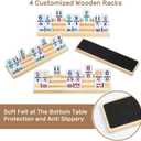 Mexican Train Dominoes Set with Numbers and 4 Wooden Trays/Racks, Double 12 Dominos Travel Set with 4 Tiles Holders, 91 Tiles Double 12 Colored Dominoes Game Set with Portable Case for Families Kids