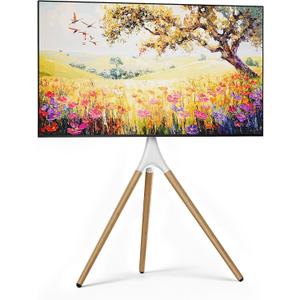 Artistic Easel TV Stand for 43-65 in TVs up to 88 lbs, White