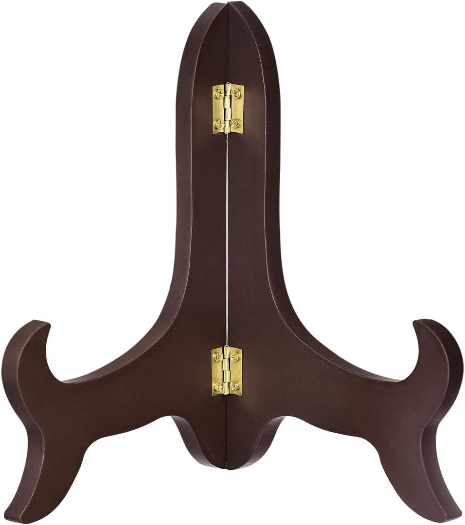 uxcell 8" Easel Plate Holder, Wooden Folding Display Stand Brown for Decorative Picture Frame