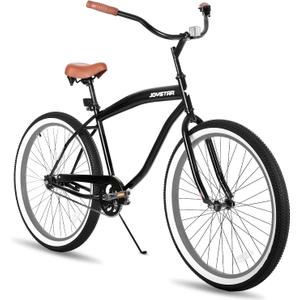 JOYSTAR 26 Inch Beach Cruiser Bike with Coaster Brake for Ages 12 Years Old Girls and Boys Single Speed Kids Bike Black Gray