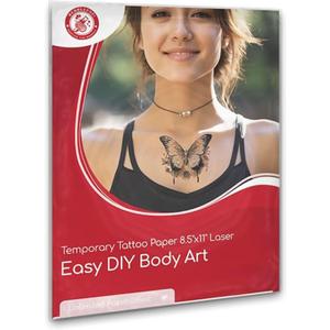 BubblePop! Printable Temporary Tattoo Paper for Laser Printer - Skin-Safe, Water-Resistant Tattoo Paper for Printer - Make Your Own Temporary Tattoos with Blank 8.5x11” Sheets - 10 Set