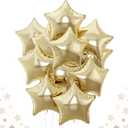 Gold Star Foil Balloons, 18 Inch Light Gold Stars Shape Foil Helium Balloons, 10 Pcs Large Light Yellow Pentagram Balloon Party Decorations for Birthday Wedding Baby Shower Graduation Supplies