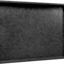 20 * 14 inches Leather Rectangle Serving Tray with Hole Handles,High-End Light Large Service Tray for Ottoman Tray, Tea, Food, Butler - Countertop, Kitchen,Family Dinner, Picnic (Black)