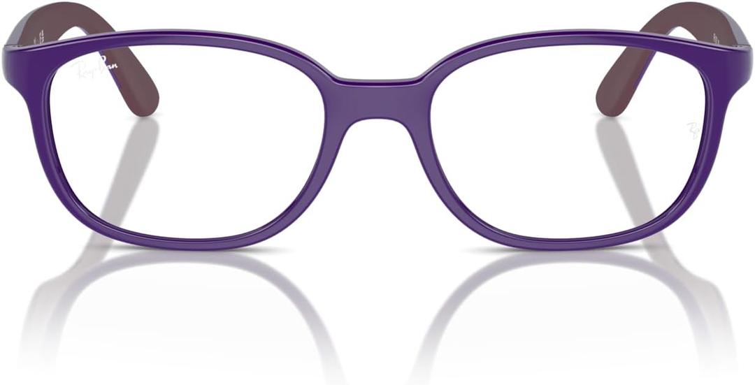 Ray-Ban Kids' RY1632 Round Prescription Eyewear Frames, Violet On Rubber Bordeaux/ Demo Lens, 46 mm