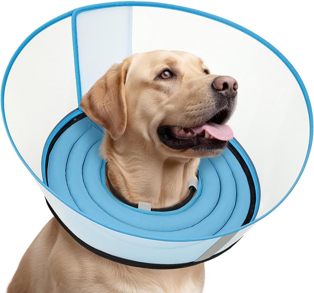 Raised Dog Cone Collar Alternative After Surgery, Soft Dog Cone for Large Breeds to Stop Licking, Pet Neck Donut Collar After Surgery, L