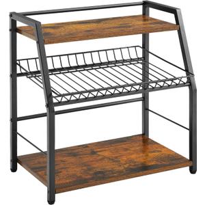 Kitchen Countertop Organizer, Snack Organizer Candy Display Stand Coffee Station Organizer, 3 Tier Wooden Counter Storage for Soda Cans Condiment Tea, for Pantry Office Bathroom, White (Black)