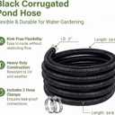 Pond Hose 2"ID × 10ft Black Corrugated Flexible Pump Tubing & 2 Clamps
