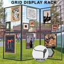 Foldable Grid Wall Panel 3PCS - Portable Heavy Duty Gridwall Display Rack with Detachable Z Unit, Floor Standing for Retail Store, Craft Fair & Pop Up Events, Black 8