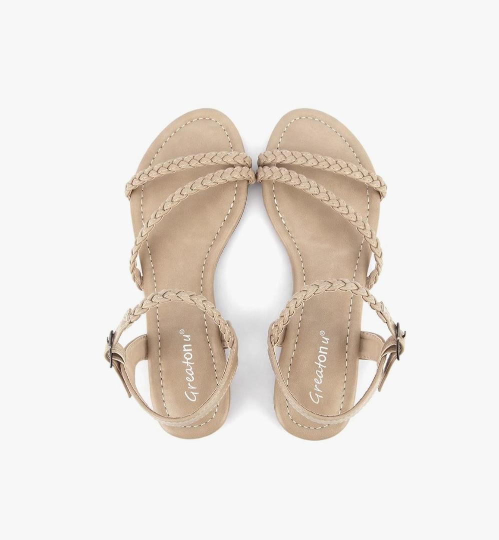 Greatonu Women’s Flat Sandals Slip On Summer Gladiator Open Toe Braided Slingback Shoes 11