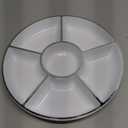 Plasticpro 6 Sectional Round Plastic Serving Tray/Platters White & Silver Pack of 2