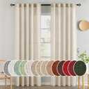 MIULEE Beige Linen Curtains 84 Inch Length 2 Panels for Bedroom Living Room, Soft Linen Textured Window Drapes Semi Sheer Light Filtering Back Tab Rod Pocket Farmhouse Modern Burlap Look Decor