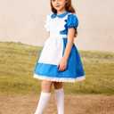 Kids Halloween Costume for Princess Costume Girls Kids Cute Blue Dress for Birthday Dress Up (7-8Years / 130)