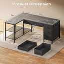 PRAISUN 47 Inch L Shaped Desk with Power Outlets, 5 Fabric Drawers