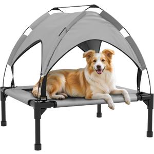 PawHut Cooling Raised Dog Bed w/Breathable Mesh, for S, M Dogs - Light Grey