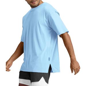 Opomelo Men's Oversized Workout T-Shirts Gym Lightweight Quick Dry Tee | Short Sleeve, Breathable, Crew Neck, Loose Fit, Athletic, Soft, Skin-Friendly (Blue, M)