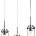 MELUCEE Kitchen Pendant Lighting Over Island 3 Lights Linear Chandelier Brushed Nickel Finish Dining Room Light Fixtures Ceiling Hanging Lamp with Clear Glass Shade, 20.5 Inches Length, 3 Lights-1 Pack Linear