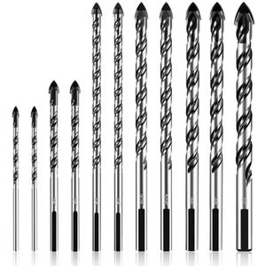 amoolo Masonry Drill Bits Set?11 Piece?,Premium Concrete Drill Bit Set for TILE, BRICK, CEMENT, CONCRETE, GLASS, PLASTIC, CINDERBLOCK, WOOD etc, Set of 2