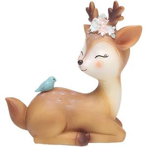 Resin Fawn Doe Figurines Toys, Cute Deer Cake Toppers Statues Baby Shower Birthday Wedding Party Decor