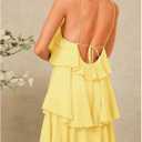 SOLY HUX Women's Sundresses Ruffle Layered Halter Flowy Maxi Dress Elegant Wedding Guest Dresses (Yellow, L)