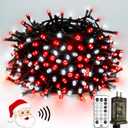 Voice Controlled Christmas Lights with Remote, 99 FT 300 LED String Lights Indoor Outdoor with 12 Modes 3 Timers, Dimmable Twinkle Light Plug in Waterproof for Xmas Tree Party Decor, Red and White