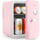 Skincare Fridge - 4L Makeup Fridge for Refrigerating Makeup, Skincare and Food, Mini Fridge for Bedroom, Office and Car, Cooler and Warmer, Beverage Cooler, Leather Pink