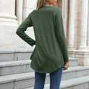 Locryz Women Tunic Tops for LeggingsGraphic Print Shirt Casual Long Sleeve Tunics Blouse (Green, XL)