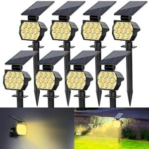 Solar Spot Lights Outdoor, [8 Pack/50LED] Solar Lights Outdoor Waterproof IP67, Dusk-to-Dawn 3 Lighting Modes Adjustable Landscape Spotlight for Garden, Yard, Pathway (Warm White)