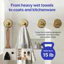 HOME SO Suction Cup Hooks for Shower & Bathroom Towel Holder 4-Pack Suction Cups Hooks for Hanging Towels, Robes, & Coats - Tiles, Glass Door or Mirror Shower Hooks & Towel Hooks Organizer - Gold