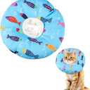 Cat Cone Collar Soft Cute Adjustable Cat Donut Recovery Collar Elizabethan Cats Cones to Stop Licking Comfortable Anti-Bite Neck Cone for Pet Kittens After Surgery (Blue)