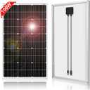 DOKIO 100W 18V Monocrystalline Solar Panel for 12V Battery Charging, Glass Module with Aluminum Frame, MC4 Connector, Pre-Drilled Holes for Rooftop, RV, Boat, Off-Grid Power