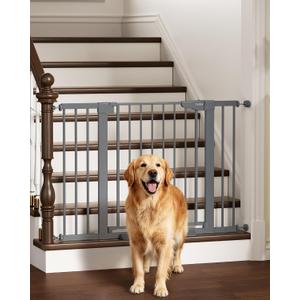 Cumbor 30-46" Baby Gate for Stairs, Auto-Close Dog Gate Indoor Cool Gray