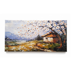 Large Canvas Wall Art for Living Room Farmhouse Decor Pictures Abstraction Landscape Wall Art Decor Prints Plum Blossom Artwork Countryside Canvas Painting Wall Decor for Bedroom with Frame 29x58 IN