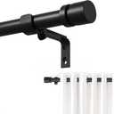 Ottsuls Curtain Rods for Windows, 32 to 46 or 58 Inches Max Adjustable Length, 1 Inch Diameter, Black Decorative Curtain Rod Set, Rustproof Heavy Duty Metal Pole with Brackets
