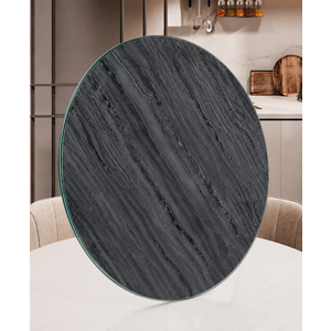 18.9 inch Glass Turntable Dining Table Large Lazy Susan Round Serving Plate Tabletop Rotating Tray with Swivel Assist System Silent & Smooth Spin (48cm / 18.9in) Marble Gray