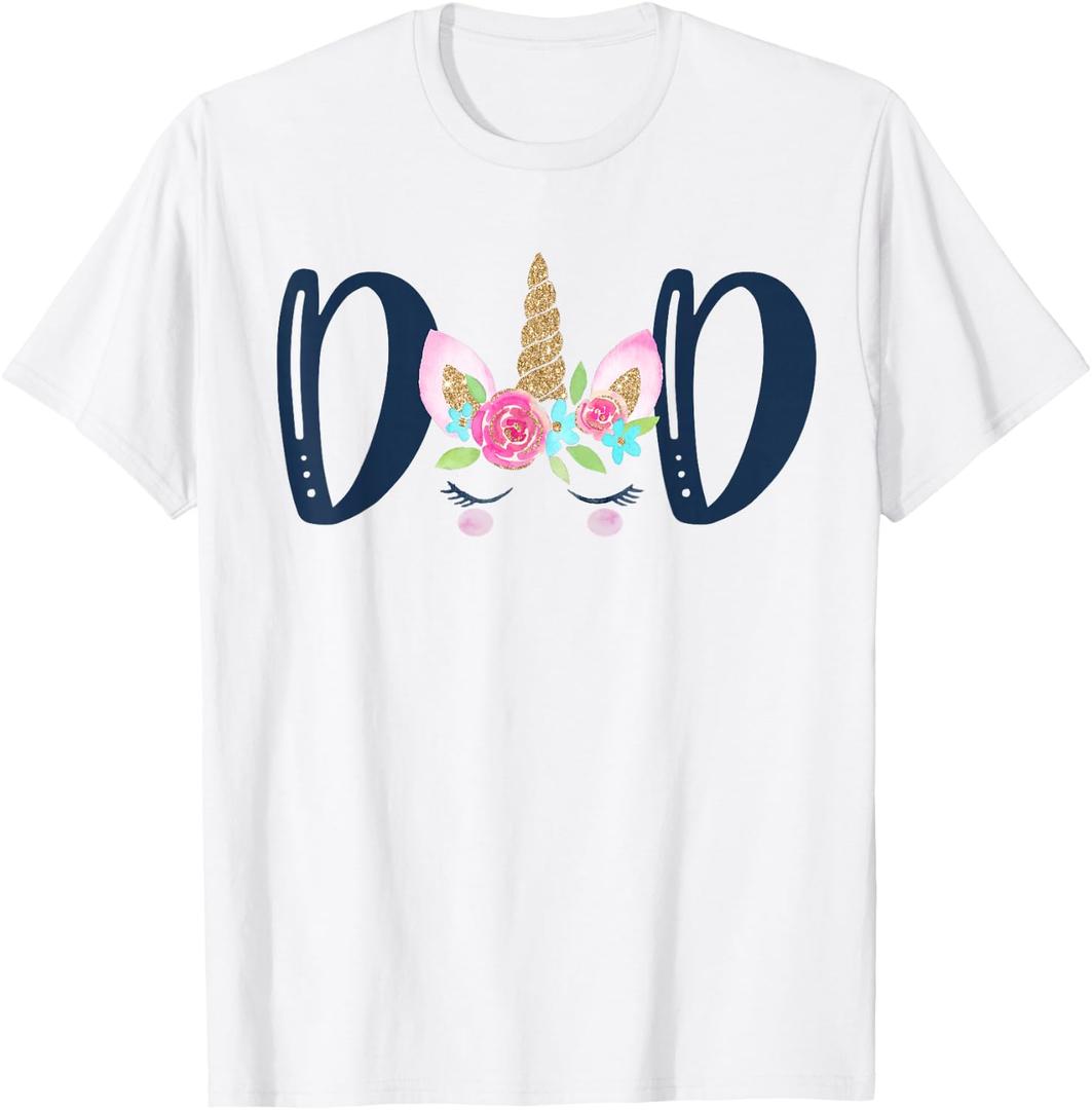 Unicorn Dad Birthday Shirt Matching Family Party T-Shirt Tee T-Shirt, Large