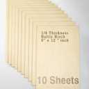 Baltic Birch Plywood - 1/8 Inch Thickness - 8" x 12" Wood Sheets for Laser Cutting, CNC Cutting and Crafts - Pack of 10, by TX liteart